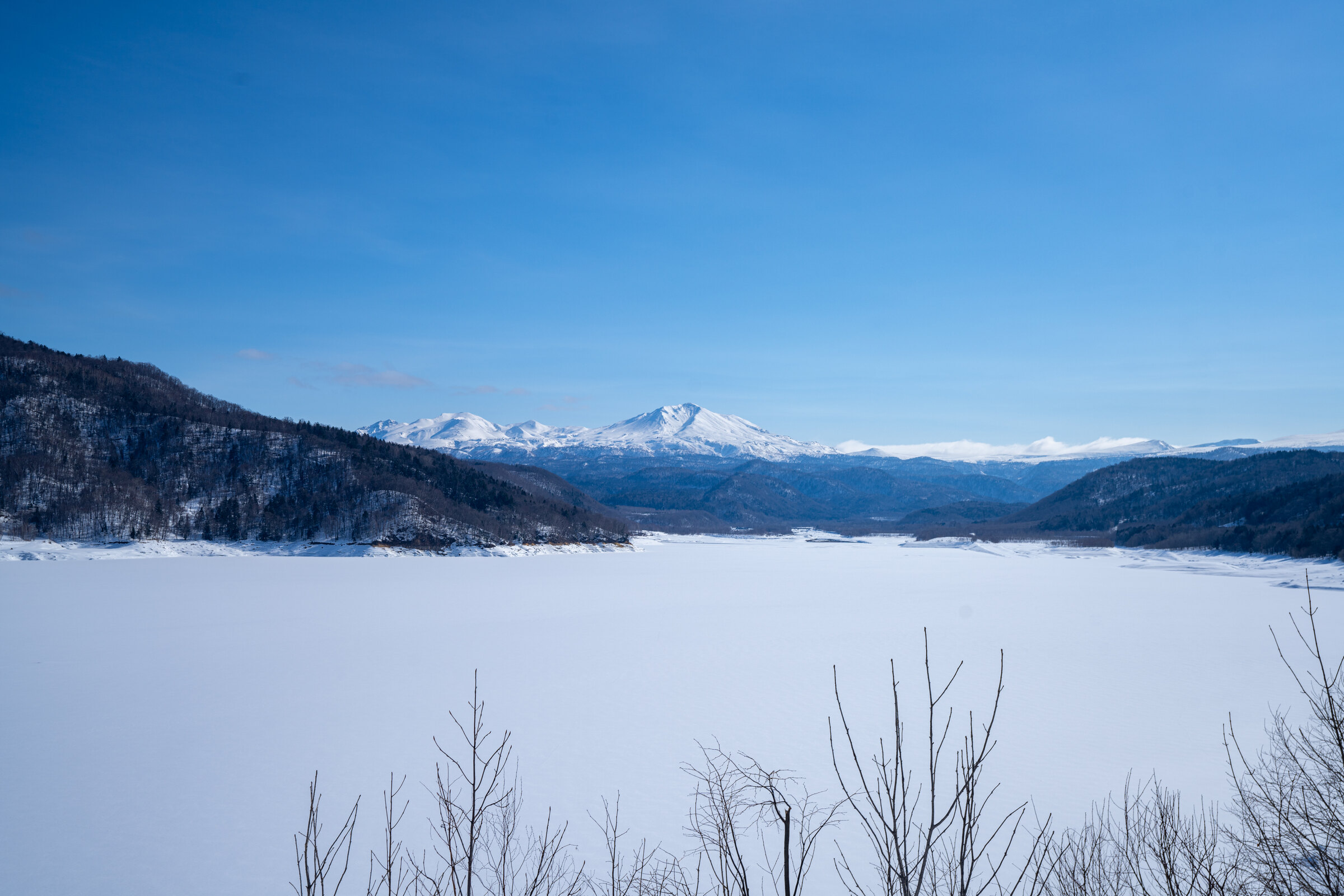 Snow-covered Hokkaido landscape in winter